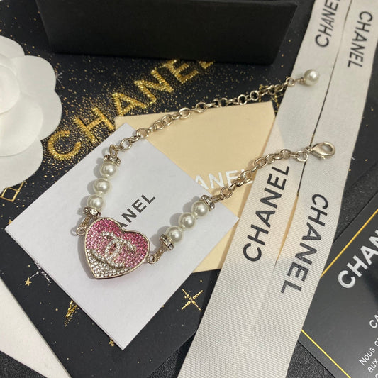 Bracelet Cœur en Strass et Perles
