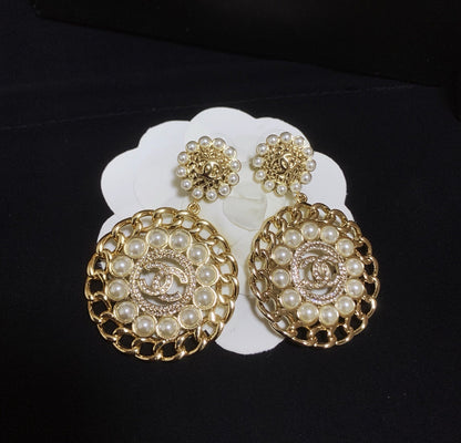 Boucles d'oreilles perles rayées en chaîne