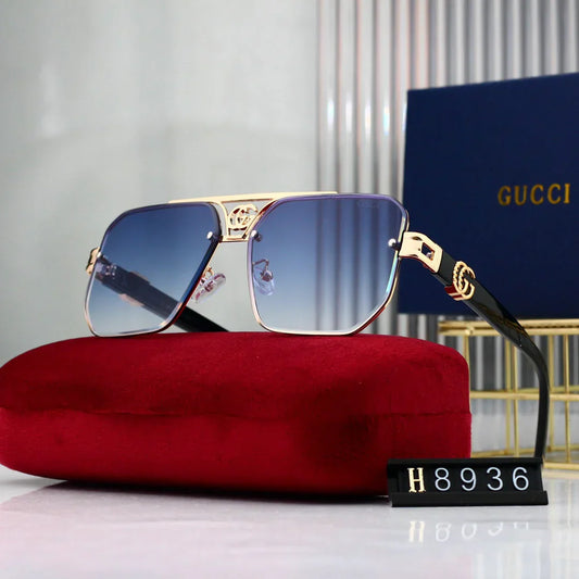 Lunettes de soleil polygonales en métal Fashion 8936