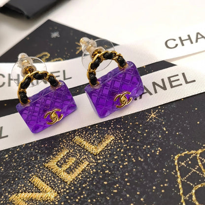 Pendientes Elegantes con Bolsa Morada
