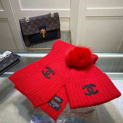 Conjunto de gorro y bufanda vertical de punto Temperament