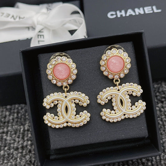 Boucles d'oreilles fleur en cristal et diamant