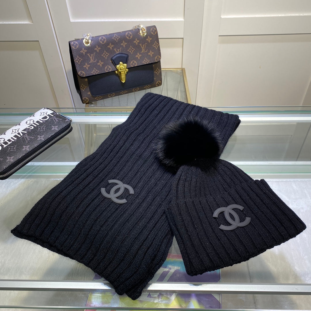 Conjunto de gorro y bufanda vertical de punto Temperament