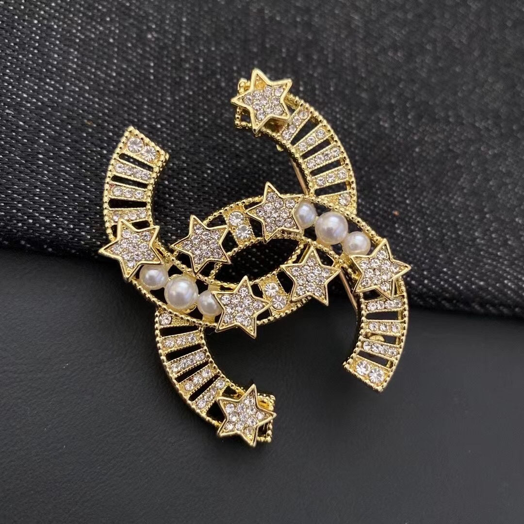 Broche Estrella Perla Diamante