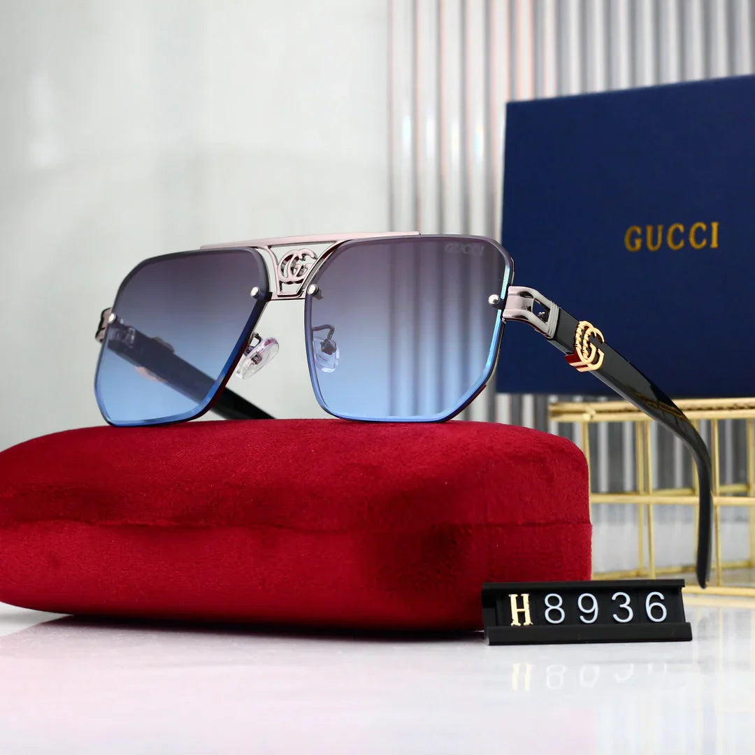 Gafas de sol poligonales con logo metálico de moda 8936