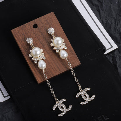 Boucles d'oreilles pendantes vintage tendance avec perles