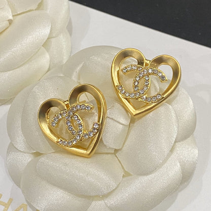 Pendientes de Diamantes Corazón Hueco