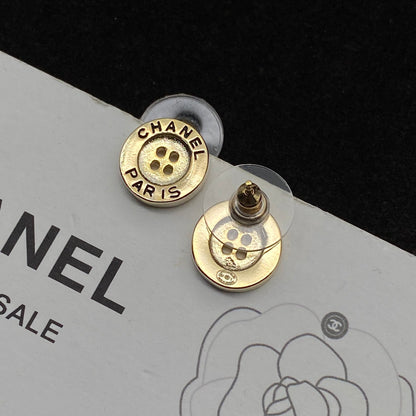 Aretes de botón con grabado de logotipo creativo