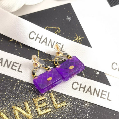 Pendientes Elegantes con Bolsa Morada