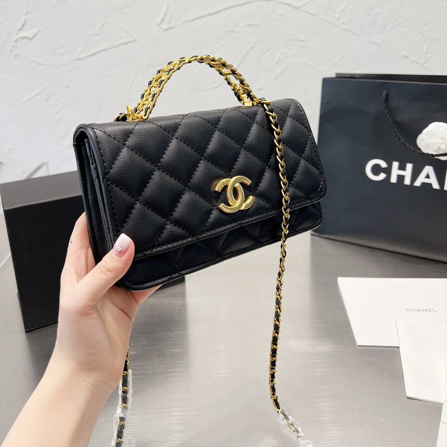 Bolso de Cadena de Cuero Fashion Square