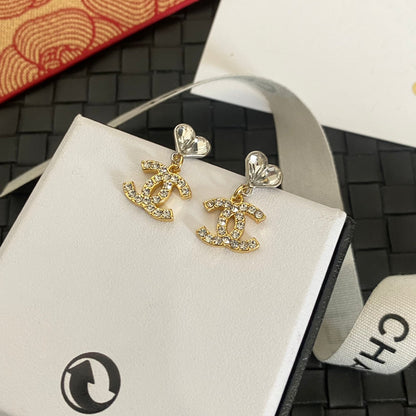 Boucles d'oreilles cœur bicolores plaquées électrolytiquement