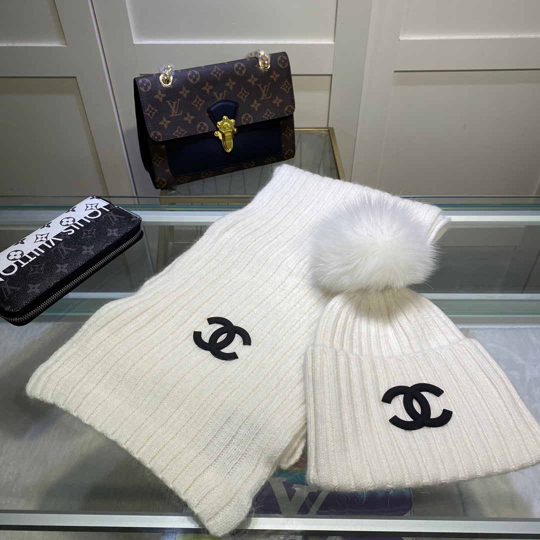 Conjunto de gorro y bufanda vertical de punto Temperament