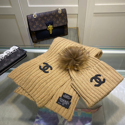 Conjunto de gorro y bufanda vertical de punto Temperament