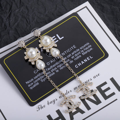 Boucles d'oreilles pendantes vintage tendance avec perles