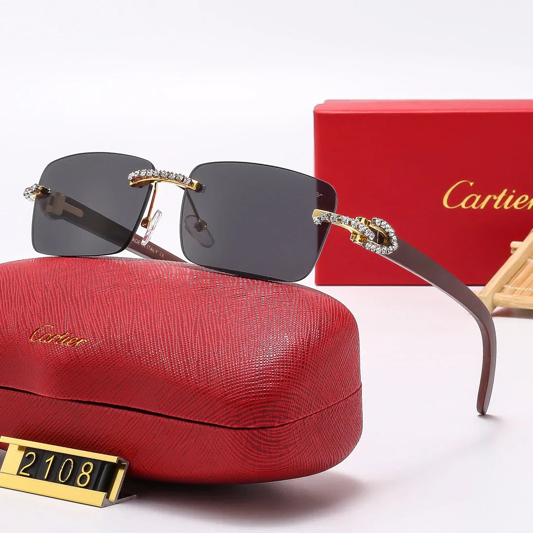Gafas de sol sin montura Diamond de 6 colores 2107