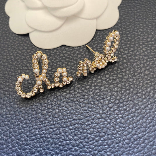Boucles d'oreilles lettre perle