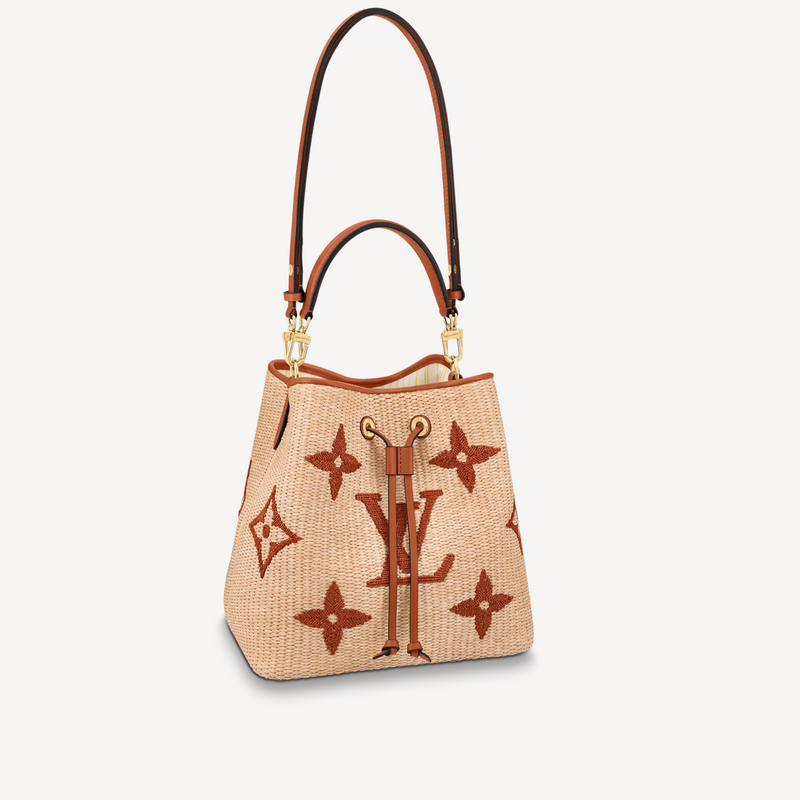 Bolso cubo de paja repujado
