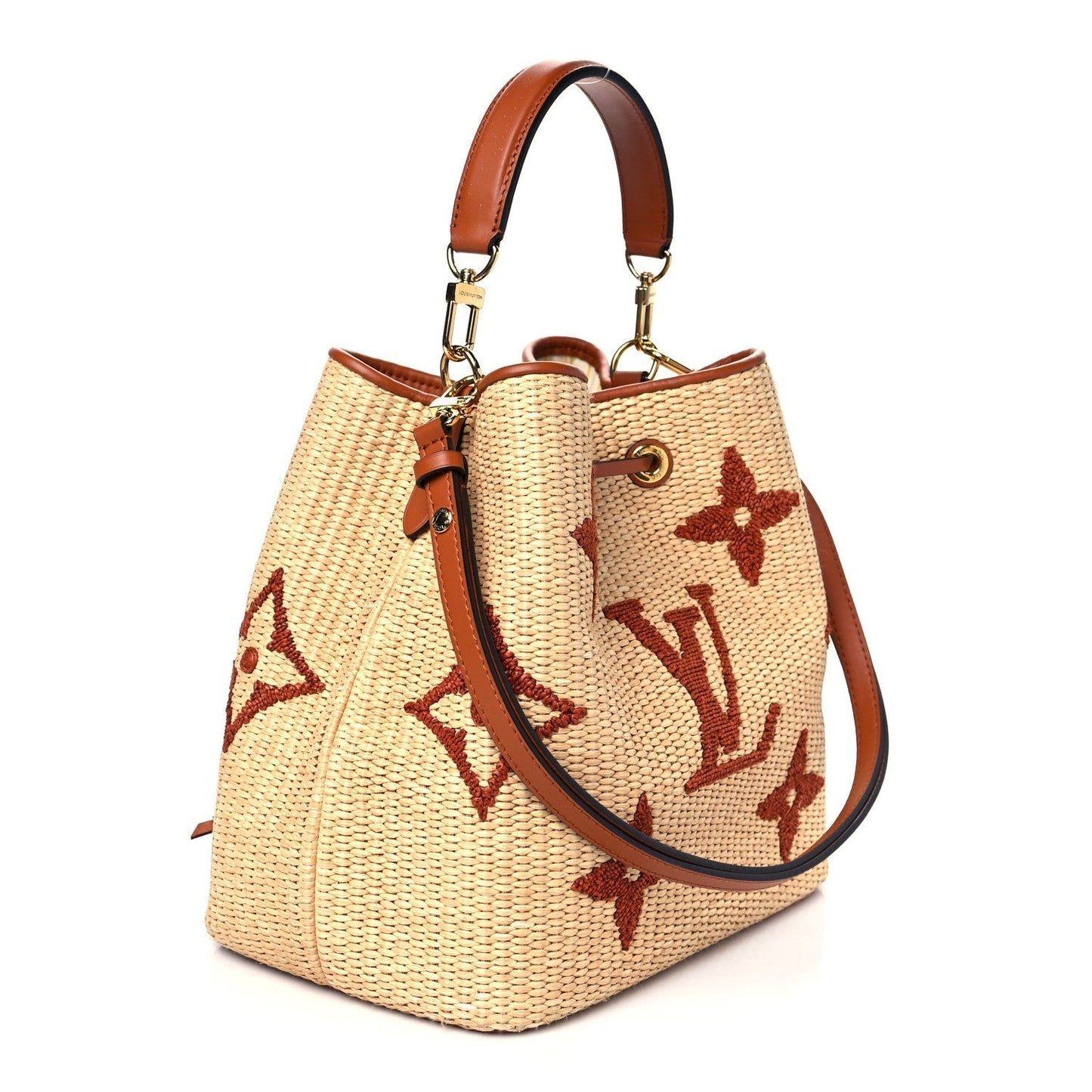 Bolso cubo de paja repujado