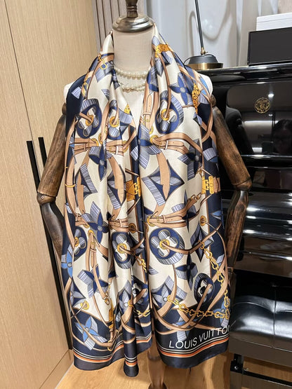 Elegante pañuelo de seda grabado para mujer