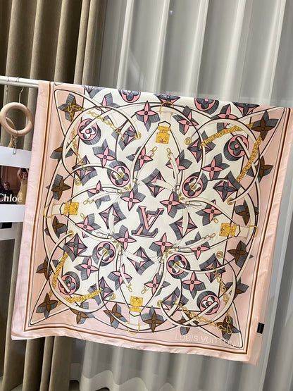 Elegante pañuelo de seda grabado para mujer