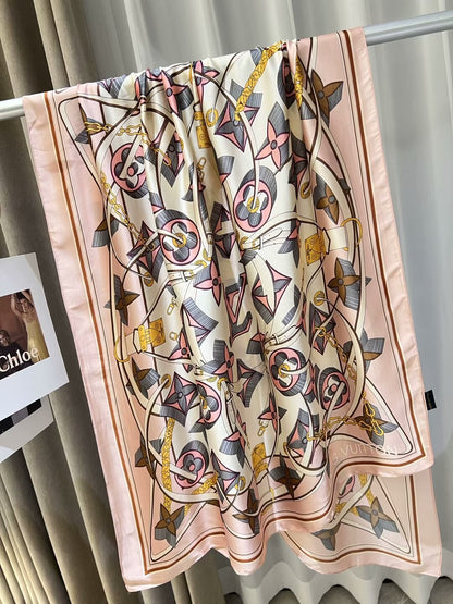 Elegante pañuelo de seda grabado para mujer