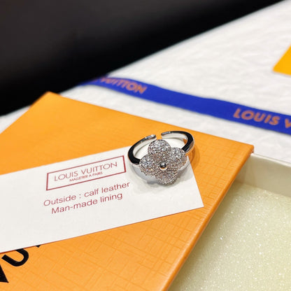 Anillo abierto floral de diamante