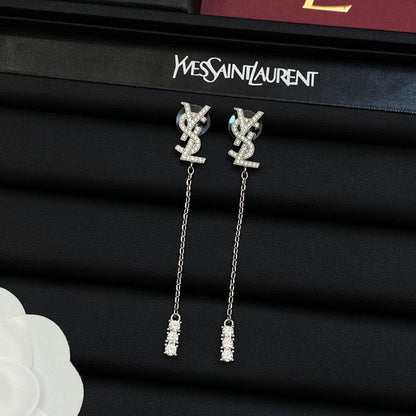Boucles d'oreilles pendantes longues en métal cristal