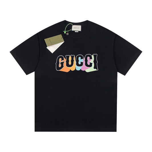 T-shirt imprimé lettres arc-en-ciel