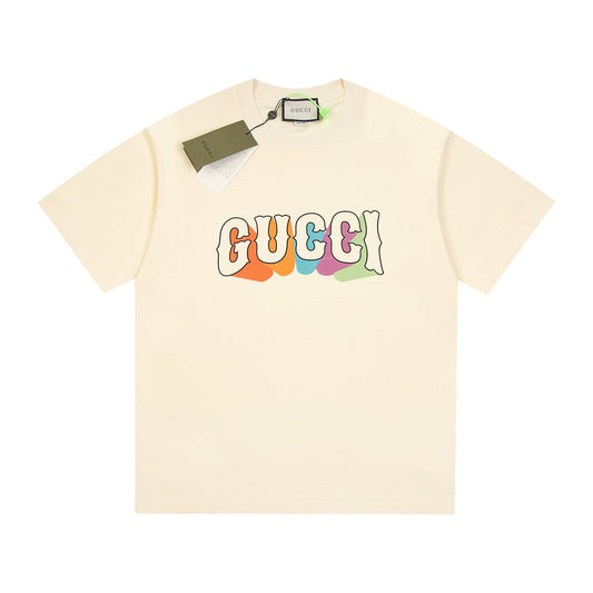 T-shirt imprimé lettres arc-en-ciel