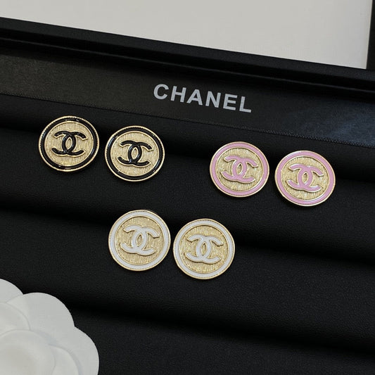 Boucles d'oreilles rondes en métal à logo vintage