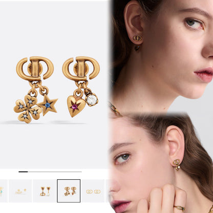 Pendientes asimétricos vintage de la suerte