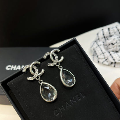 Pendientes de cristal con colgante de temperamento