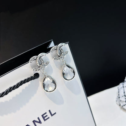 Pendientes de cristal con colgante de temperamento