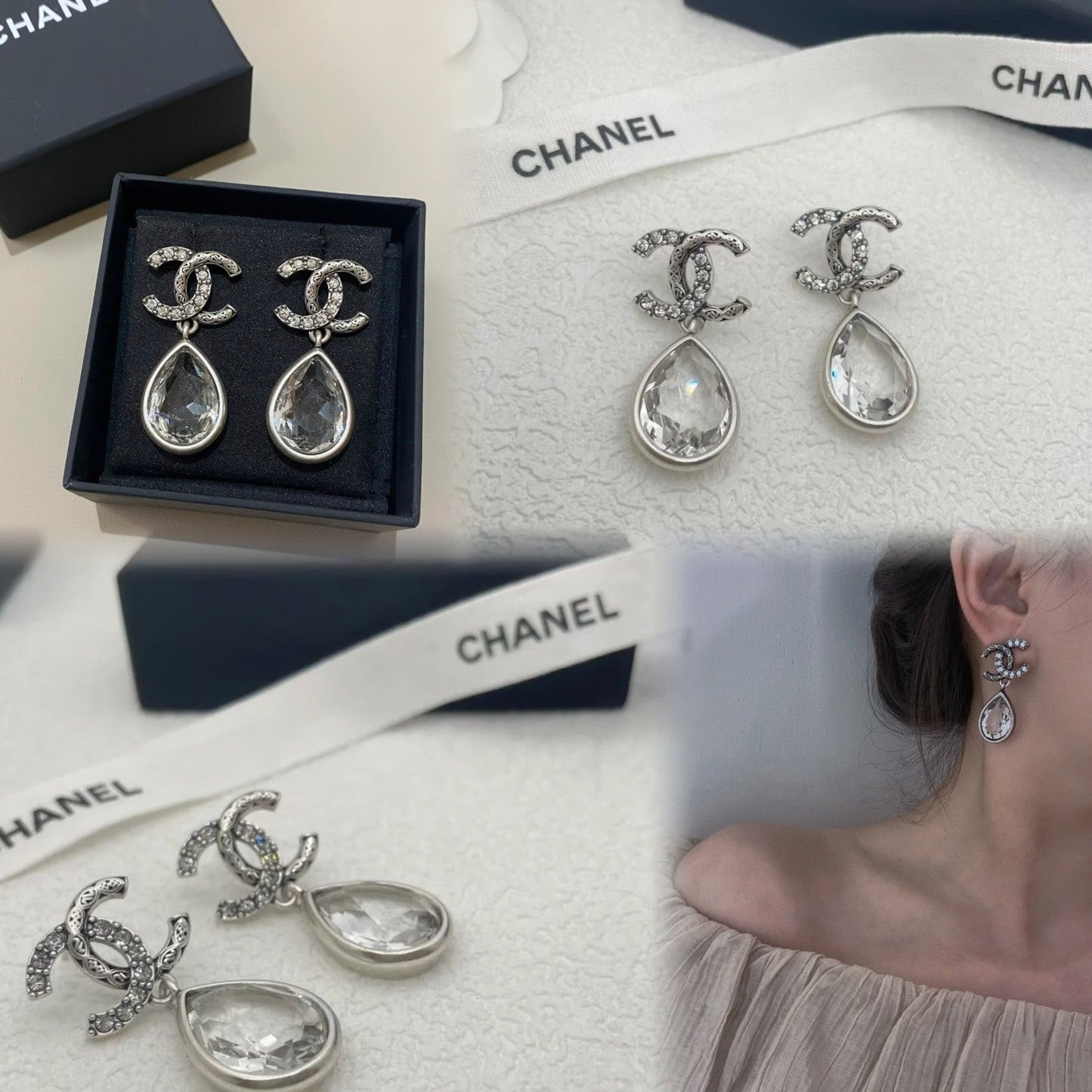 Pendientes de cristal con colgante de temperamento