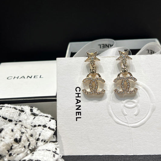 Boucles d'oreilles pendantes Étoiles Diamant