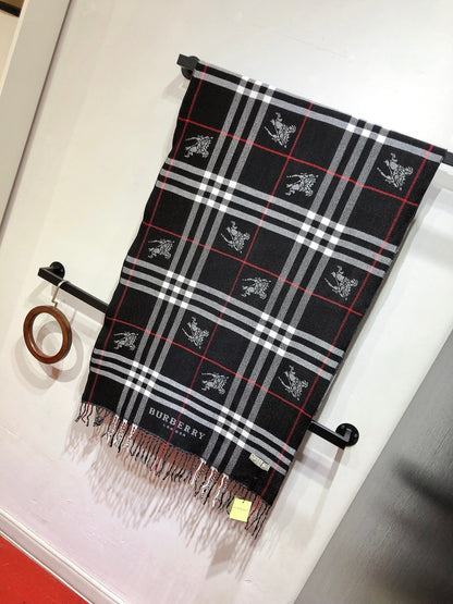 Bufanda de Cachemira Estampada con Cuadros Vintage