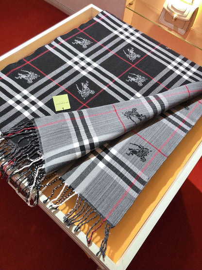Bufanda de Cachemira Estampada con Cuadros Vintage