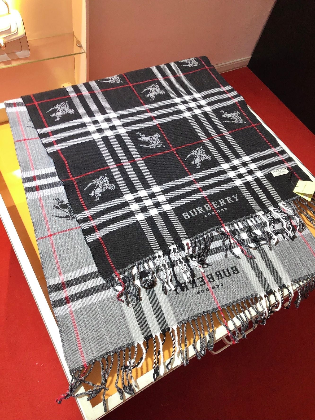 Bufanda de Cachemira Estampada con Cuadros Vintage