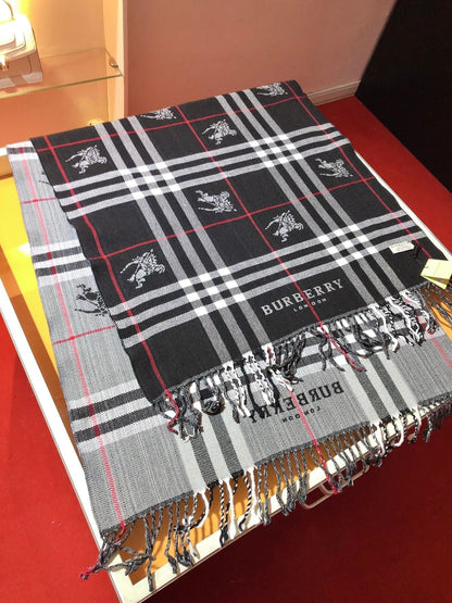 Bufanda de Cachemira Estampada con Cuadros Vintage