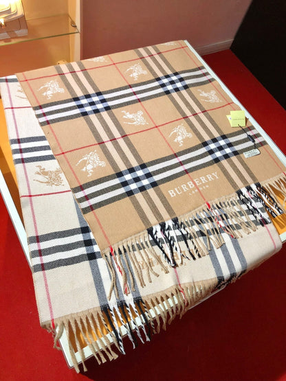 Bufanda de Cachemira Estampada con Cuadros Vintage