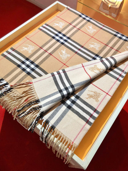 Bufanda de Cachemira Estampada con Cuadros Vintage