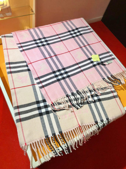 Bufanda de Cachemira Estampada con Cuadros Vintage