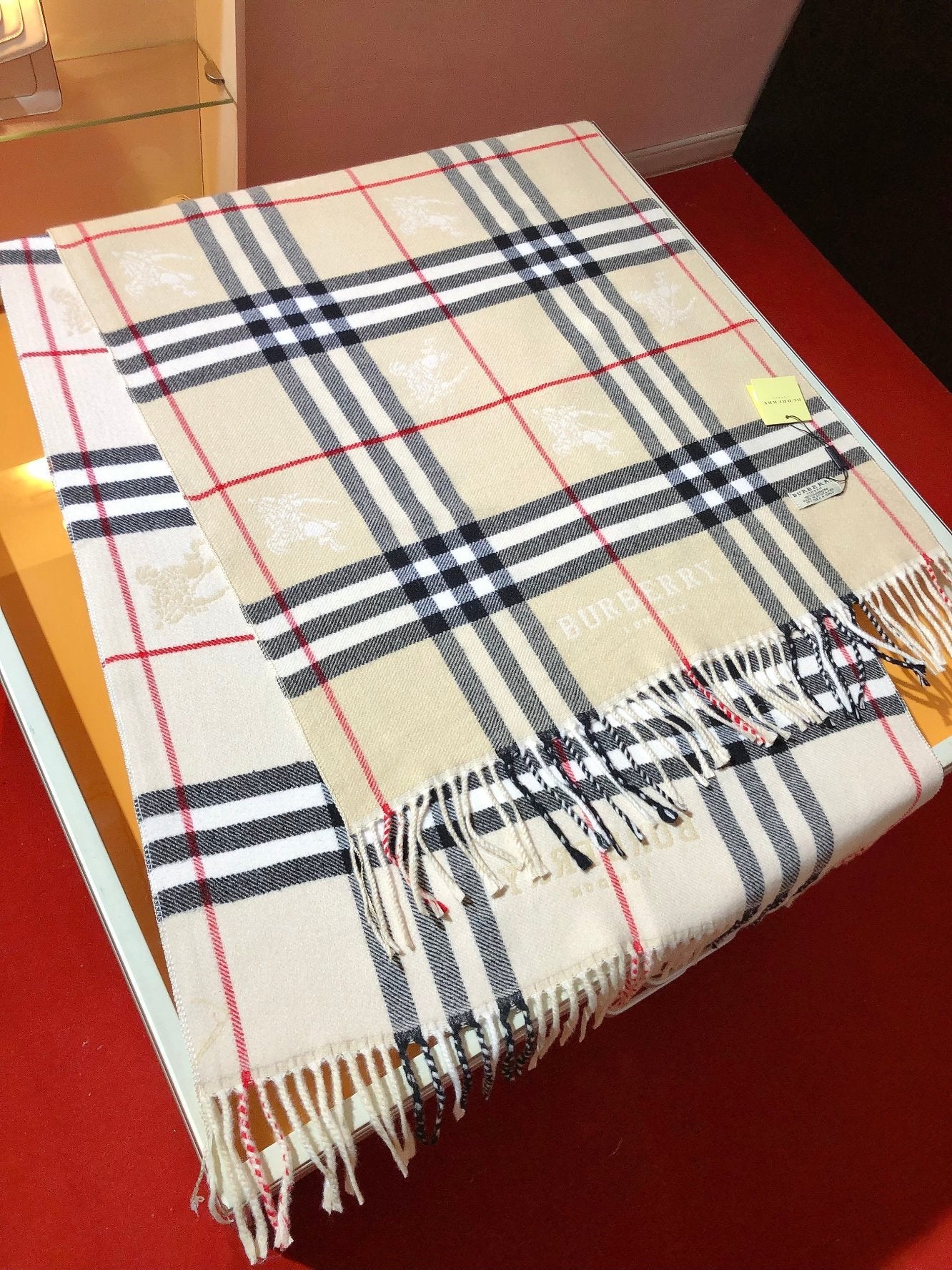 Bufanda de Cachemira Estampada con Cuadros Vintage