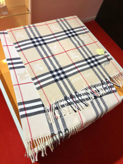 Bufanda de Cachemira Estampada con Cuadros Vintage