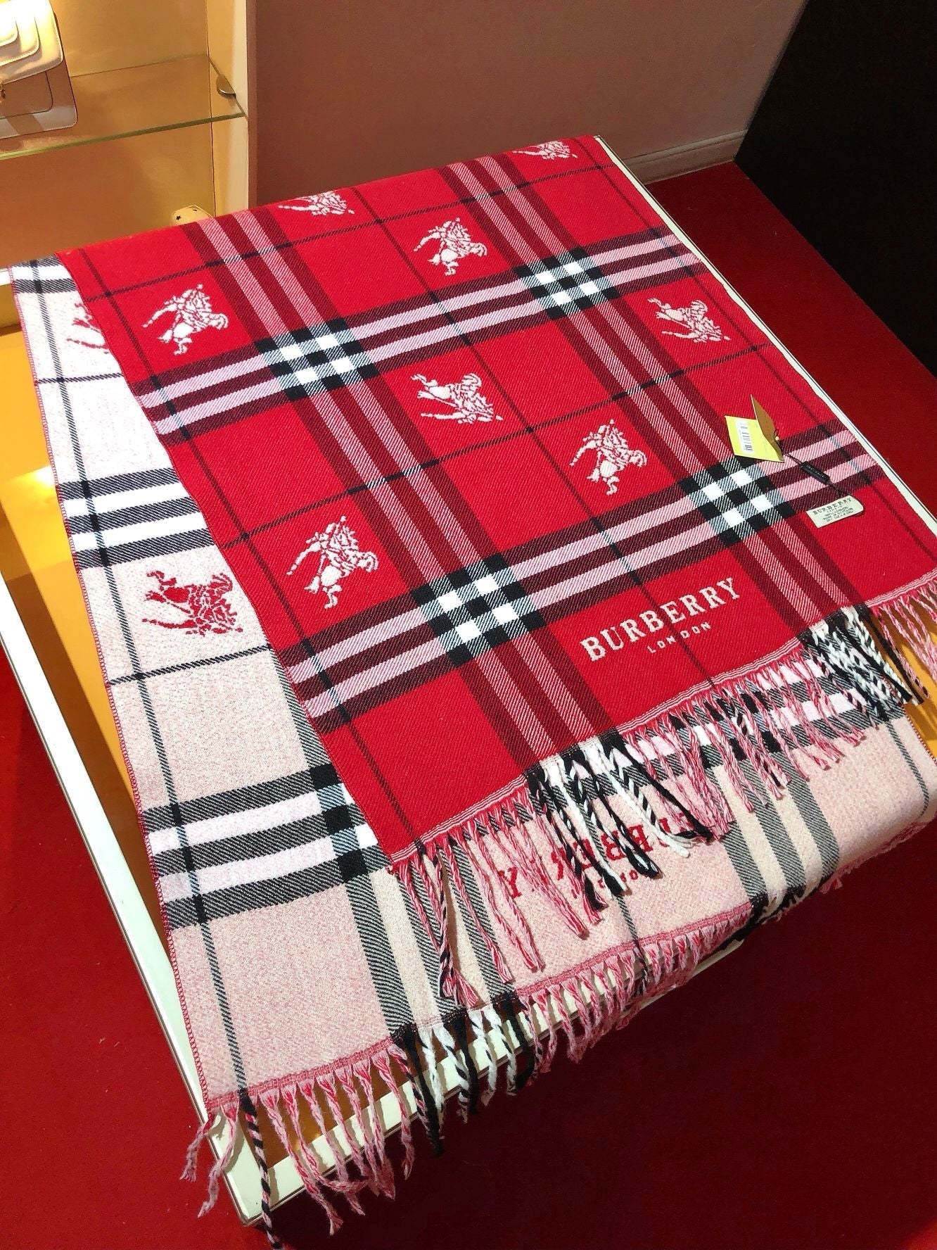 Bufanda de Cachemira Estampada con Cuadros Vintage