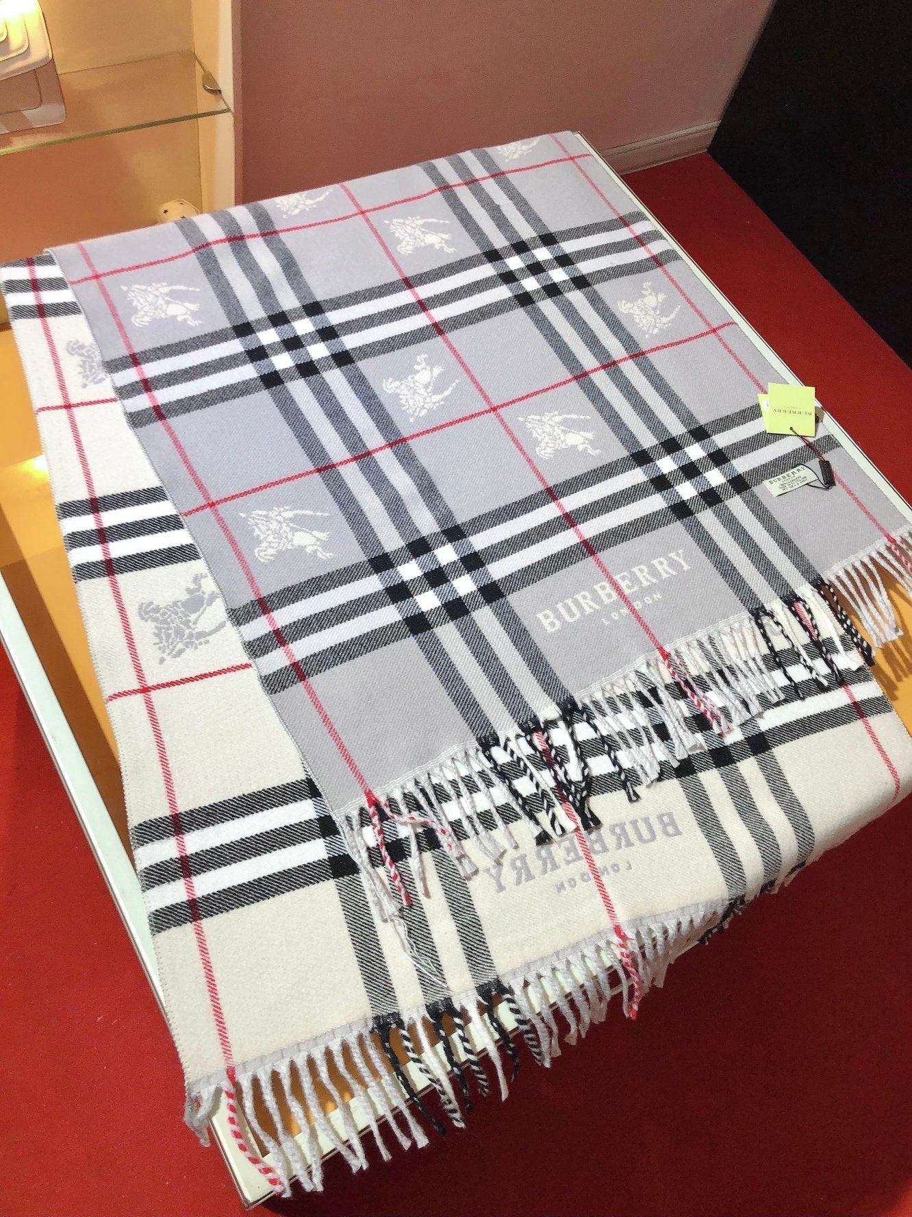 Bufanda de Cachemira Estampada con Cuadros Vintage