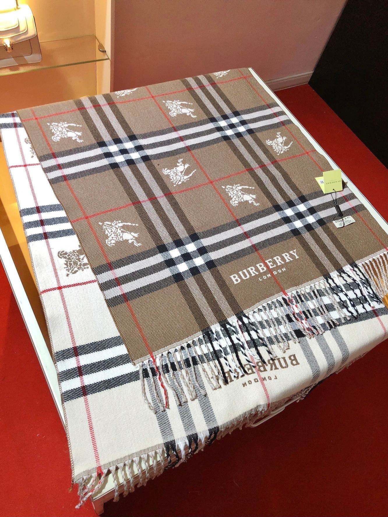 Bufanda de Cachemira Estampada con Cuadros Vintage
