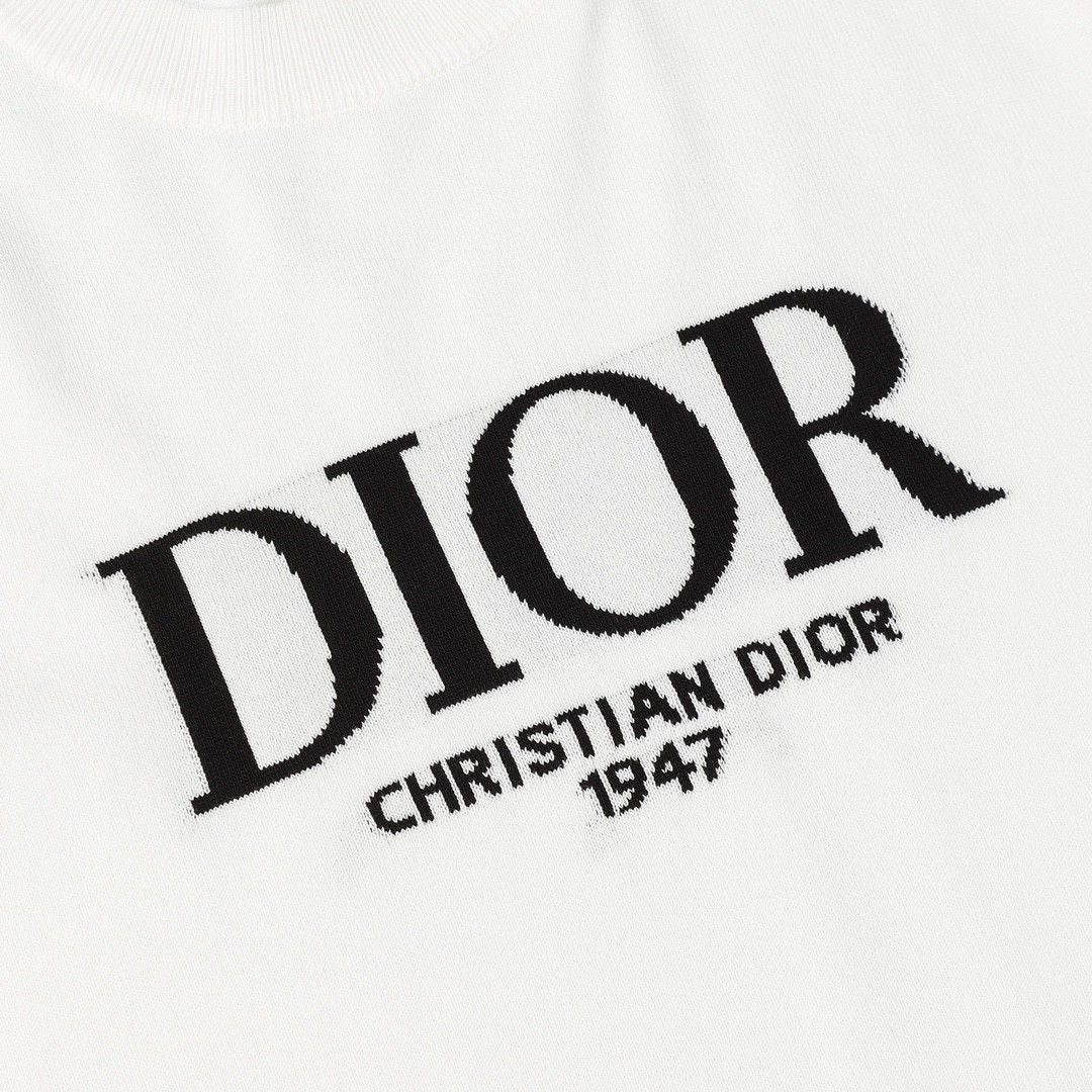 0528 Camiseta de manga corta de lana con letras clásicas de Jacquard