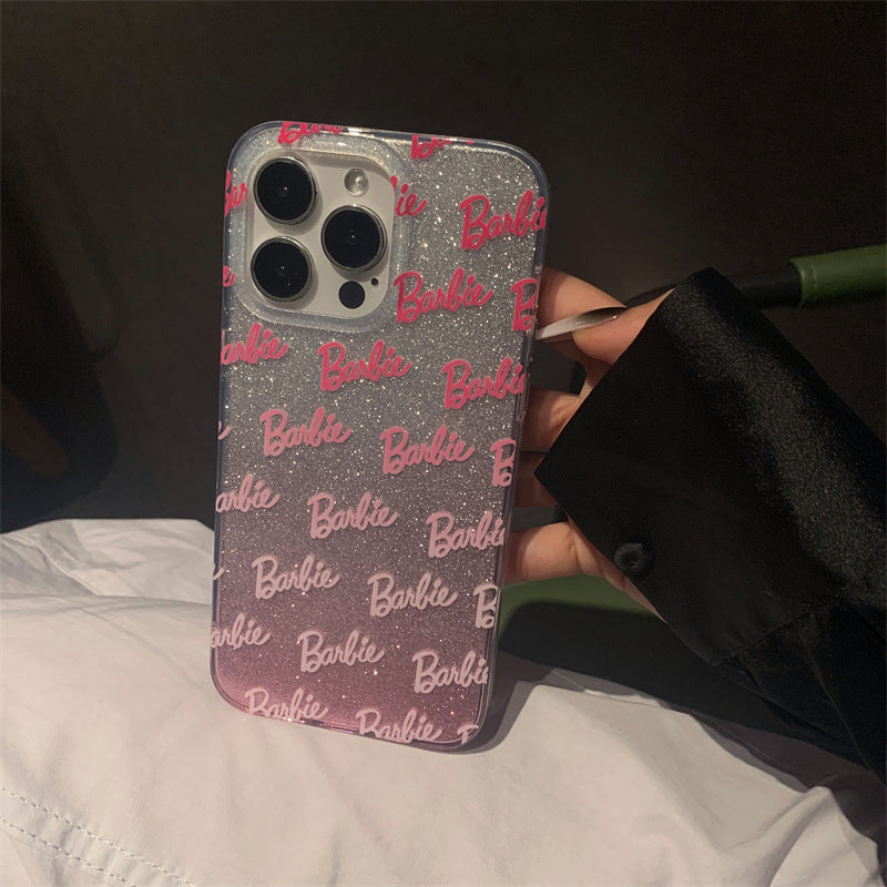 Funda de brillo degradado con lazo, corazón y diamante