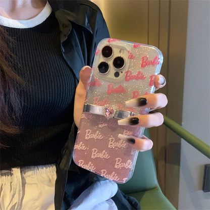 Funda de brillo degradado con lazo, corazón y diamante